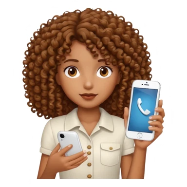 Brown Girl curly hair with white phone sticker