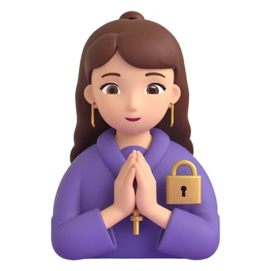 locked prayer, hands in prayer position with a lock or padlock, clear symbolism, 3D style, suitable for an emoji sticker