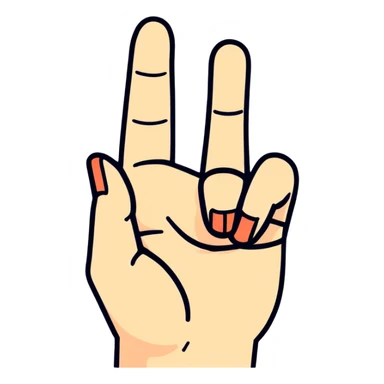 three fingers joined together (thumb, index finger and middle finger) and the remaining two (ring and little fingers) bent down in the palm sticker