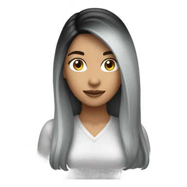 Caucasian female with long black and gray ombré hair  sticker