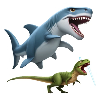 Shark fighting T rex with lightsaber sticker
