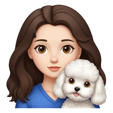 Brunette long hair girl with bichon frise sticker