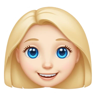 Smiling face with blue heart eyes, cute sticker