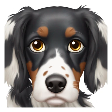 English Setter face, brown eyes, black face and ears, white patch on right cheek, white patch on top of head sticker