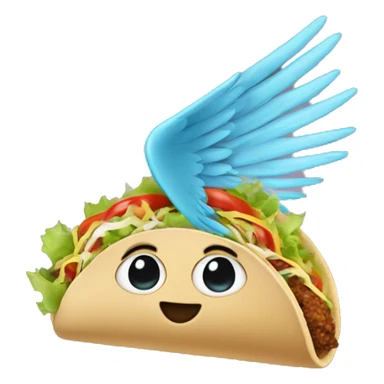 a taco with wing anda halo sticker