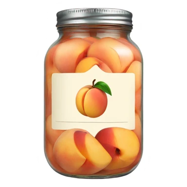 Filled jar with a peach on the label sticker