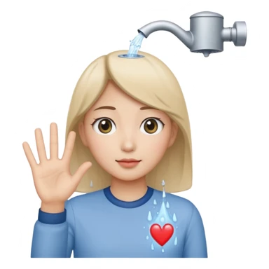 Watering eyes and Korean heart hand  sticker