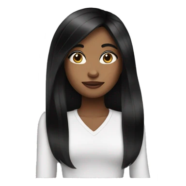 girl emoji black hair medium skin tone middle part long lashes sticker