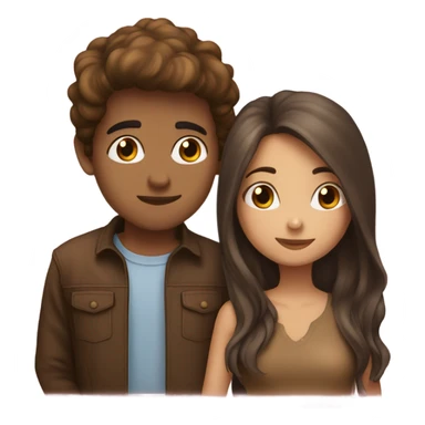 Brown haired girl and brown haired boy kiss sticker