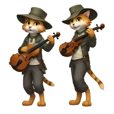 Anthro Fur-Sona feline-Fakémon with a fiddler-hat-cap Full Body sticker