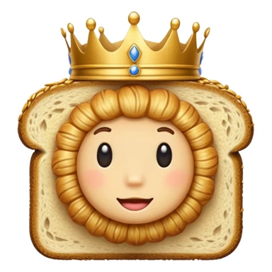 cartoon style slice of bread with a royal crown sticker