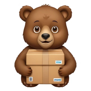 happy bear holding box sticker