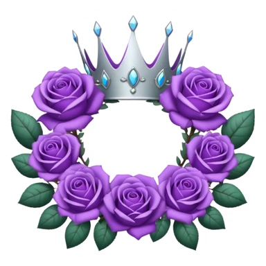 Purple rose with silver tiara and a purple emblem leaf wreath sticker