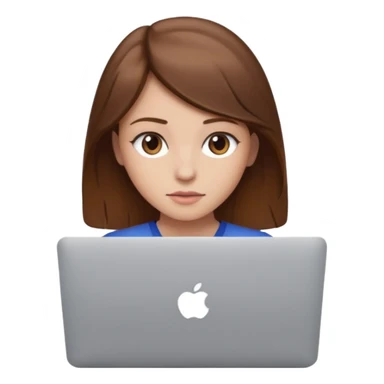 Girl with brown hair behind MacBook  sticker