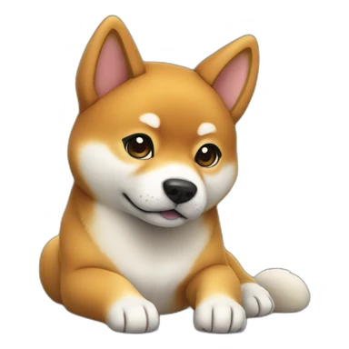 shiba inu full body sit photo 3/4 back paws relaxed lying down sticker