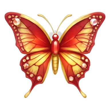 Gold and red crystal butterfly sticker