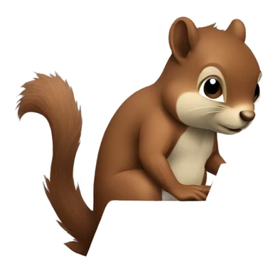 Concentrated brown squirrel working on a laptop  sticker
