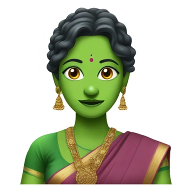 A bangali green female monster wearing saree popularly known as Shaatchunni sticker