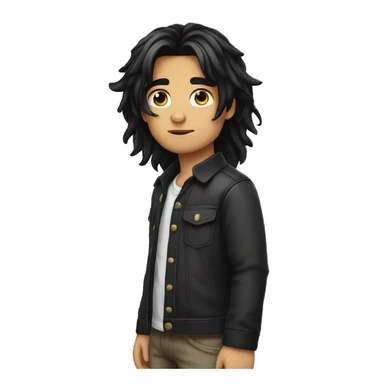 long black hair boy attitude  sticker