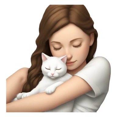 White kitty sleeping on brunette white girl's lap sticker