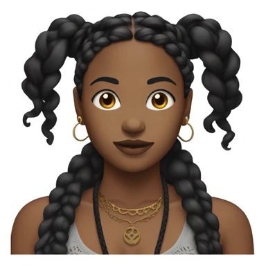 black woman with black boho braids and crop top sticker