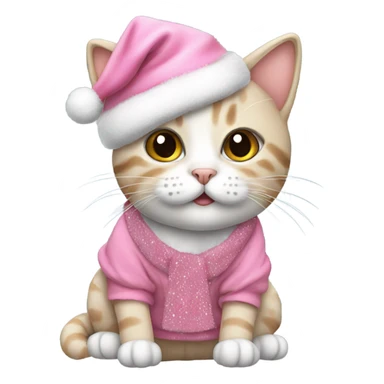 cute cat wearing christmas clothes pink sticker