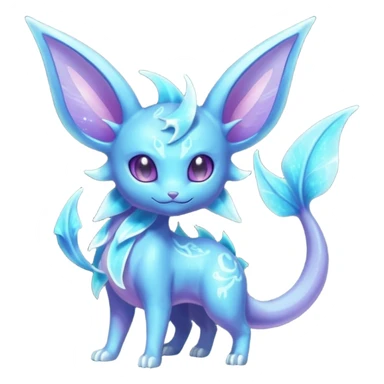 Shiny Sparkly Bioluminescent Glowing Espeon-Lumineon-Vaporeon-Amaura-Dragonair-Fakémon-hybrid-creature (full body)  sticker