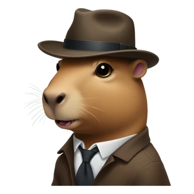 capybara secret agent brown fedora sticker