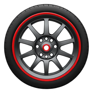Car wheel emoji with red brake caliper inside wheel sticker