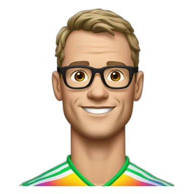 Jonathan Toews wearing glasses and rainbow clothes sticker