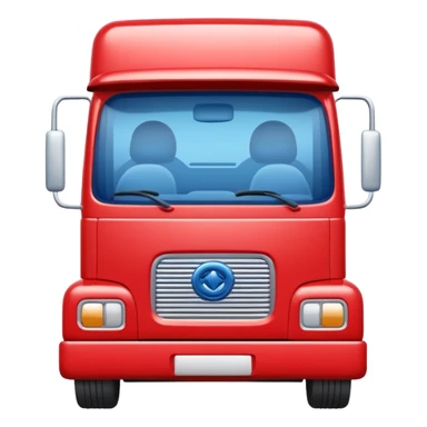 3D red truck emoji, glossy and cute, front view, with a blue plate showing white "TIR" on the front. No brand logos. High quality, simple and clean. sticker