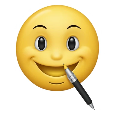 A smiley with a pen in his mouth  sticker