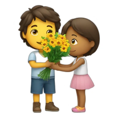 Boy giving flowers to a girl sticker