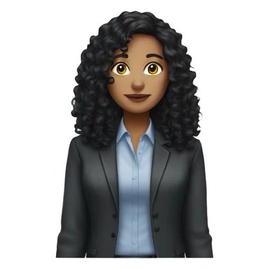 executive Long black Curly hair woman black eyes  sticker