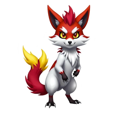 Shiny Exotic Gothic Badass Anthropomorphic Delphox-Zoroark-Zangoose-hybrid-creature sticker