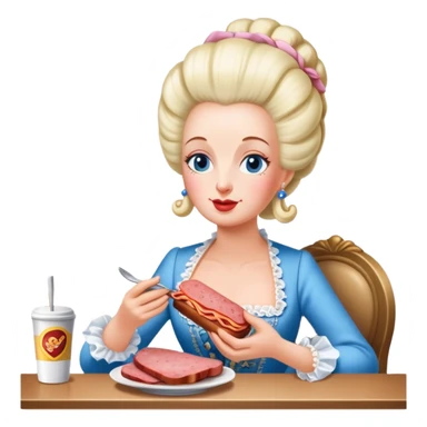 marie antoinette eating spam meat at cafe sticker