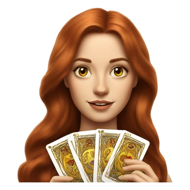 auburn hair beautiful girl with tarot gold cards sticker