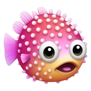 Pink ombre pufferfish with glitter  sticker