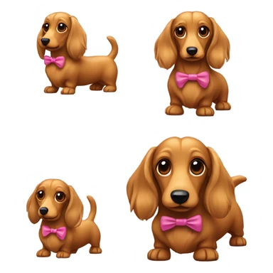 Mini long haired wiener dog with bows  sticker