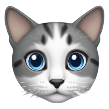 cat with blue eyes, white nose and grey and black ears sticker
