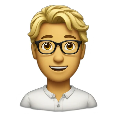 guy with glasses and curtain hairstyle sticker