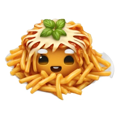 Poutine qui mange des spaghettis  sticker