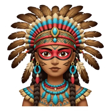 face full maya masked tradational mayan woman warrior half boudy  sticker