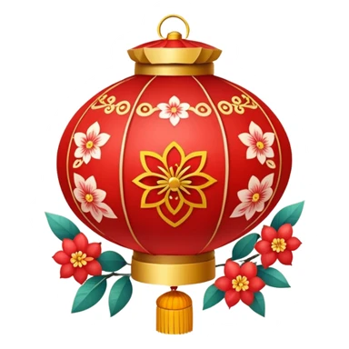 kawaii cute chinese red lantern with floral decoratons sticker