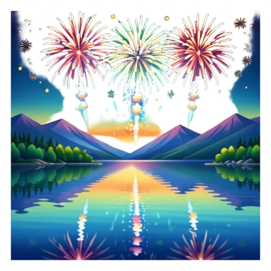 Fireworks at the lake sticker