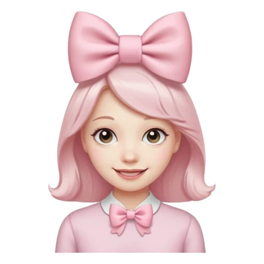 classic laughing emoji with a very pretty pale pale pink bow sticker