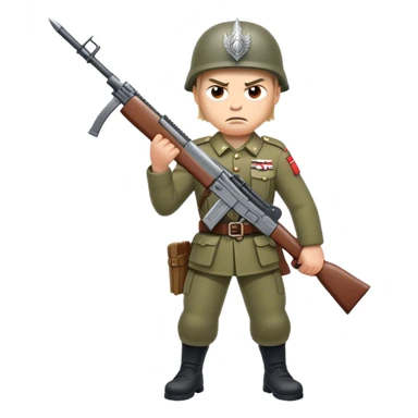 An angry norwegian soldier. full height with weapon sticker