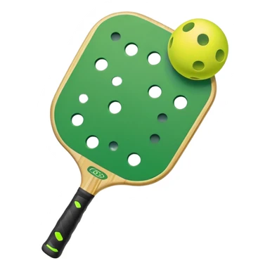 pickleball emoji, simple, bright, green paddle, yellow ball sticker