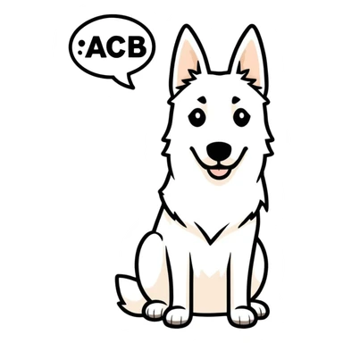 White belgian Shepard with a Speech bubble. Inside it says "A.C.A.B." sticker