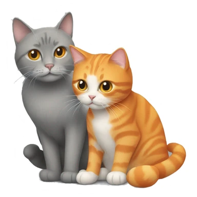 Orange cat and gray cat together sticker